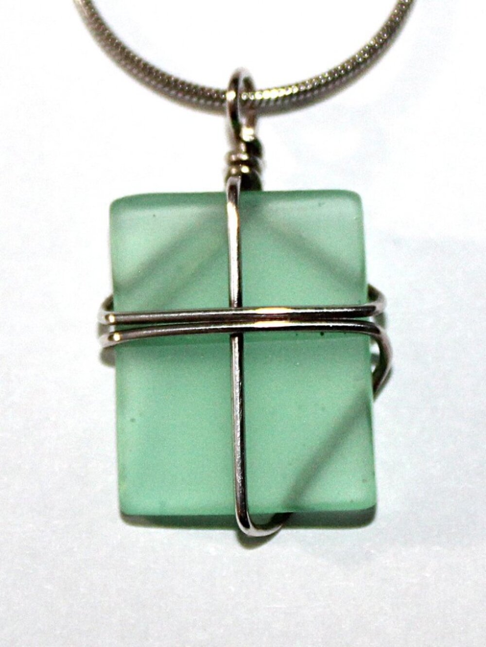 Sterling Silver Wire Wrapped Sand Glass Necklace